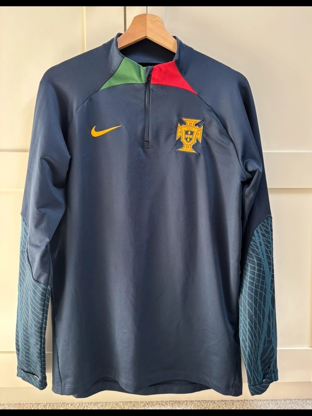 Nike Portugal Football Training Top with Yellow Crest